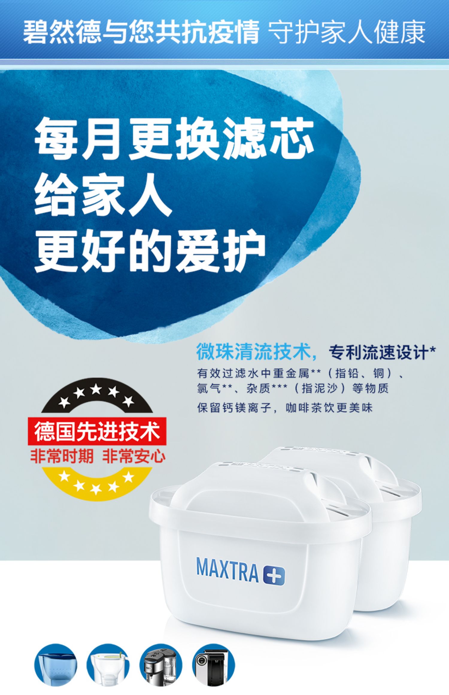 brita碧然德滤芯过滤净水器家用厨房滤水壶净水壶滤芯6枚