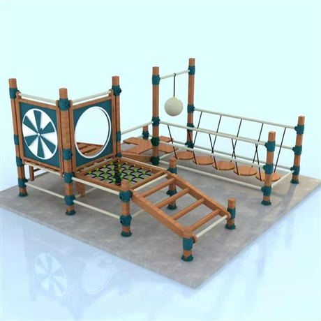 儿童攀爬网木质拓展器材户外攀爬架黄花梨木幼儿体能训练设备博美